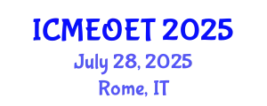 International Conference on Music Education and Online Education Technologies (ICMEOET) July 28, 2025 - Rome, Italy
