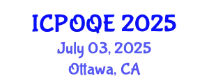 International Conference on Photonics, Optoelectronics and Quantum Electronics (ICPOQE) July 03, 2025 - Ottawa, Canada