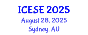 International Conference on Environmental Science and Engineering (ICESE) August 28, 2025 - Sydney, Australia