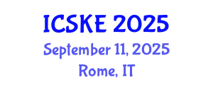 International Conference on Software and Knowledge Engineering (ICSKE) September 11, 2025 - Rome, Italy