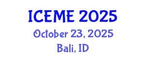 International Conference on Energy and Mining Engineering (ICEME) October 23, 2025 - Bali, Indonesia