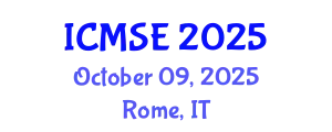 International Conference on Mechanical and Systems Engineering (ICMSE) October 09, 2025 - Rome, Italy