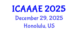 International Conference on Aeronautical and Aerospace Engineering (ICAAAE) December 29, 2025 - Honolulu, United States