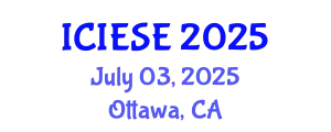 International Conference on Industrial Electronics and Systems Engineering (ICIESE) July 03, 2025 - Ottawa, Canada