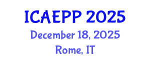 International Conference on Agricultural Entomology and Plant Pathology (ICAEPP) December 18, 2025 - Rome, Italy