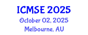 International Conference on Mechanical and Systems Engineering (ICMSE) October 02, 2025 - Melbourne, Australia