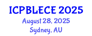 International Conference on Play-Based Learning and Early Childhood Education (ICPBLECE) August 28, 2025 - Sydney, Australia