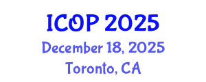 International Conference on Optics and Photonics (ICOP) December 18, 2025 - Toronto, Canada