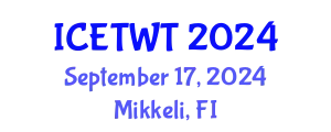 International Conference on Emerging Trends in Water Treatment September 17, 2024 - Mikkeli, Finland