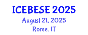 International Conference on Environmental, Biological, Ecological Sciences and Engineering (ICEBESE) August 21, 2025 - Rome, Italy