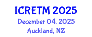 International Conference on Railway Engineering and Transportation Management (ICRETM) December 04, 2025 - Auckland, New Zealand
