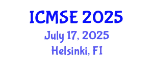 International Conference on Materials Science and Engineering (ICMSE) July 17, 2025 - Helsinki, Finland