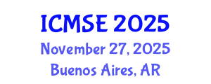 International Conference on Materials Science and Engineering (ICMSE) November 27, 2025 - Buenos Aires, Argentina