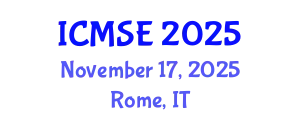 International Conference on Materials Science and Engineering (ICMSE) November 17, 2025 - Rome, Italy