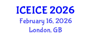 International Conference on Electronics, Information and Communication Engineering (ICEICE) February 16, 2026 - London, United Kingdom