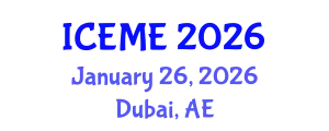 International Conference on Electrical and Mechatronics Engineering (ICEME) January 26, 2026 - Dubai, United Arab Emirates
