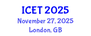 International Conference on Educational Technology (ICET) November 27, 2025 - London, United Kingdom