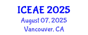 International Conference on Ecological and Agricultural Engineering (ICEAE) August 07, 2025 - Vancouver, Canada