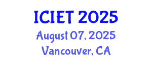 International Conference on Information Engineering and Technology (ICIET) August 07, 2025 - Vancouver, Canada