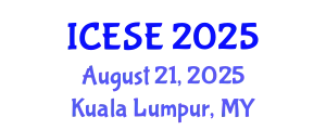 International Conference on Environmental Science and Engineering (ICESE) August 21, 2025 - Kuala Lumpur, Malaysia