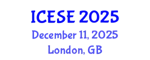 International Conference on Environmental Science and Engineering (ICESE) December 11, 2025 - London, United Kingdom