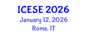 International Conference on Environmental Science and Engineering (ICESE) January 12, 2026 - Rome, Italy