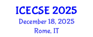 International Conference on Electrical and Computer Systems Engineering (ICECSE) December 18, 2025 - Rome, Italy