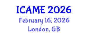 International Conference on Aeronautical and Mechanical Engineering (ICAME) February 16, 2026 - London, United Kingdom