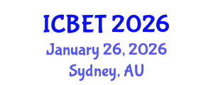 International Conference on Biomedical Engineering and Technology (ICBET) January 26, 2026 - Sydney, Australia