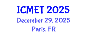 International Conference on Materials Engineering and Technology (ICMET) December 29, 2025 - Paris, France