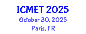 International Conference on Materials Engineering and Technology (ICMET) October 30, 2025 - Paris, France