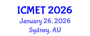 International Conference on Materials Engineering and Technology (ICMET) January 26, 2026 - Sydney, Australia