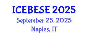 International Conference on Environmental, Biological, Ecological Sciences and Engineering (ICEBESE) September 25, 2025 - Naples, Italy