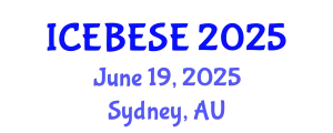 International Conference on Environmental, Biological, Ecological Sciences and Engineering (ICEBESE) June 19, 2025 - Sydney, Australia