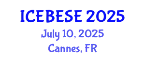 International Conference on Environmental, Biological, Ecological Sciences and Engineering (ICEBESE) July 10, 2025 - Cannes, France