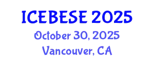 International Conference on Environmental, Biological, Ecological Sciences and Engineering (ICEBESE) October 30, 2025 - Vancouver, Canada