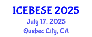 International Conference on Environmental, Biological, Ecological Sciences and Engineering (ICEBESE) July 17, 2025 - Quebec City, Canada