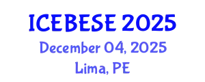 International Conference on Environmental, Biological, Ecological Sciences and Engineering (ICEBESE) December 04, 2025 - Lima, Peru