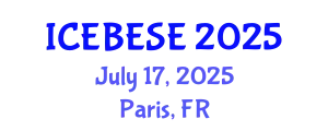 International Conference on Environmental, Biological, Ecological Sciences and Engineering (ICEBESE) July 17, 2025 - Paris, France