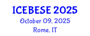 International Conference on Environmental, Biological, Ecological Sciences and Engineering (ICEBESE) October 09, 2025 - Rome, Italy