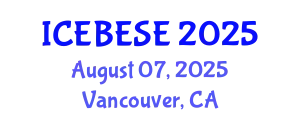 International Conference on Environmental, Biological, Ecological Sciences and Engineering (ICEBESE) August 07, 2025 - Vancouver, Canada