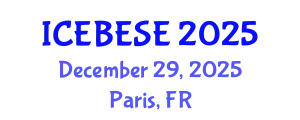 International Conference on Environmental, Biological, Ecological Sciences and Engineering (ICEBESE) December 29, 2025 - Paris, France