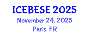 International Conference on Environmental, Biological, Ecological Sciences and Engineering (ICEBESE) November 24, 2025 - Paris, France
