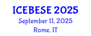 International Conference on Environmental, Biological, Ecological Sciences and Engineering (ICEBESE) September 11, 2025 - Rome, Italy