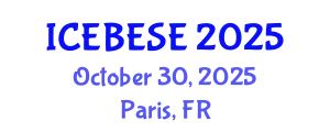 International Conference on Environmental, Biological, Ecological Sciences and Engineering (ICEBESE) October 30, 2025 - Paris, France