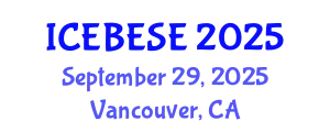 International Conference on Environmental, Biological, Ecological Sciences and Engineering (ICEBESE) September 29, 2025 - Vancouver, Canada