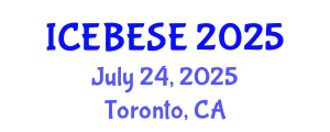 International Conference on Environmental, Biological, Ecological Sciences and Engineering (ICEBESE) July 24, 2025 - Toronto, Canada