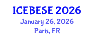 International Conference on Environmental, Biological, Ecological Sciences and Engineering (ICEBESE) January 26, 2026 - Paris, France