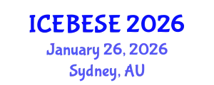 International Conference on Environmental, Biological, Ecological Sciences and Engineering (ICEBESE) January 26, 2026 - Sydney, Australia