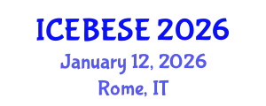 International Conference on Environmental, Biological, Ecological Sciences and Engineering (ICEBESE) January 12, 2026 - Rome, Italy